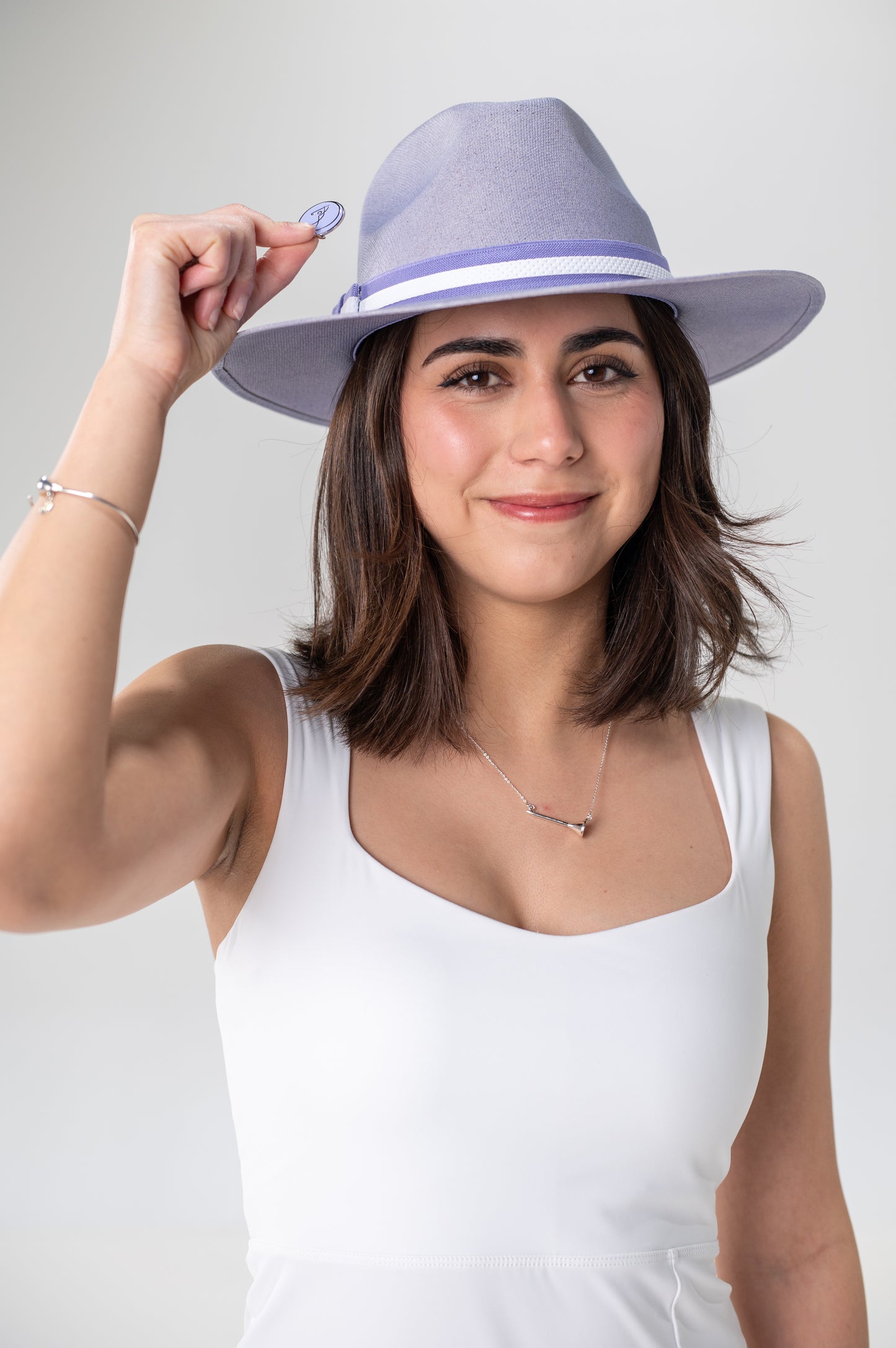 Purple Caddie Crown Handmade Cotton Hat w/Magnetic Ball Marker GOLF by QD