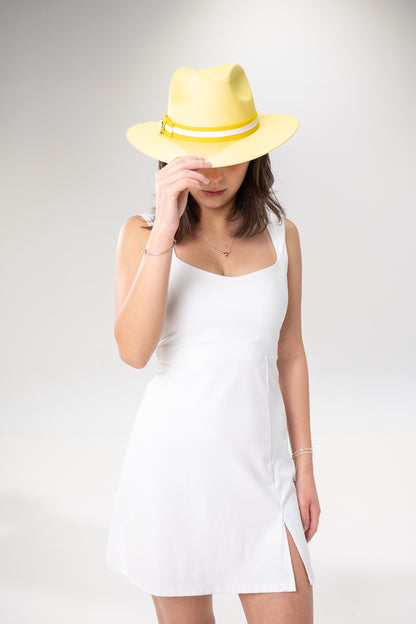 Yellow Caddie Crown Handmade Cotton Hat w/Magnetic Ball Marker GOLF by QD