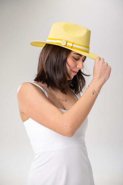 Yellow Caddie Crown Handmade Cotton Hat w/Magnetic Ball Marker GOLF by QD