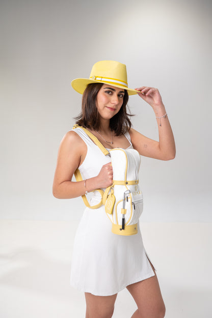 Yellow Caddie Crown Handmade Cotton Hat w/Magnetic Ball Marker GOLF by QD