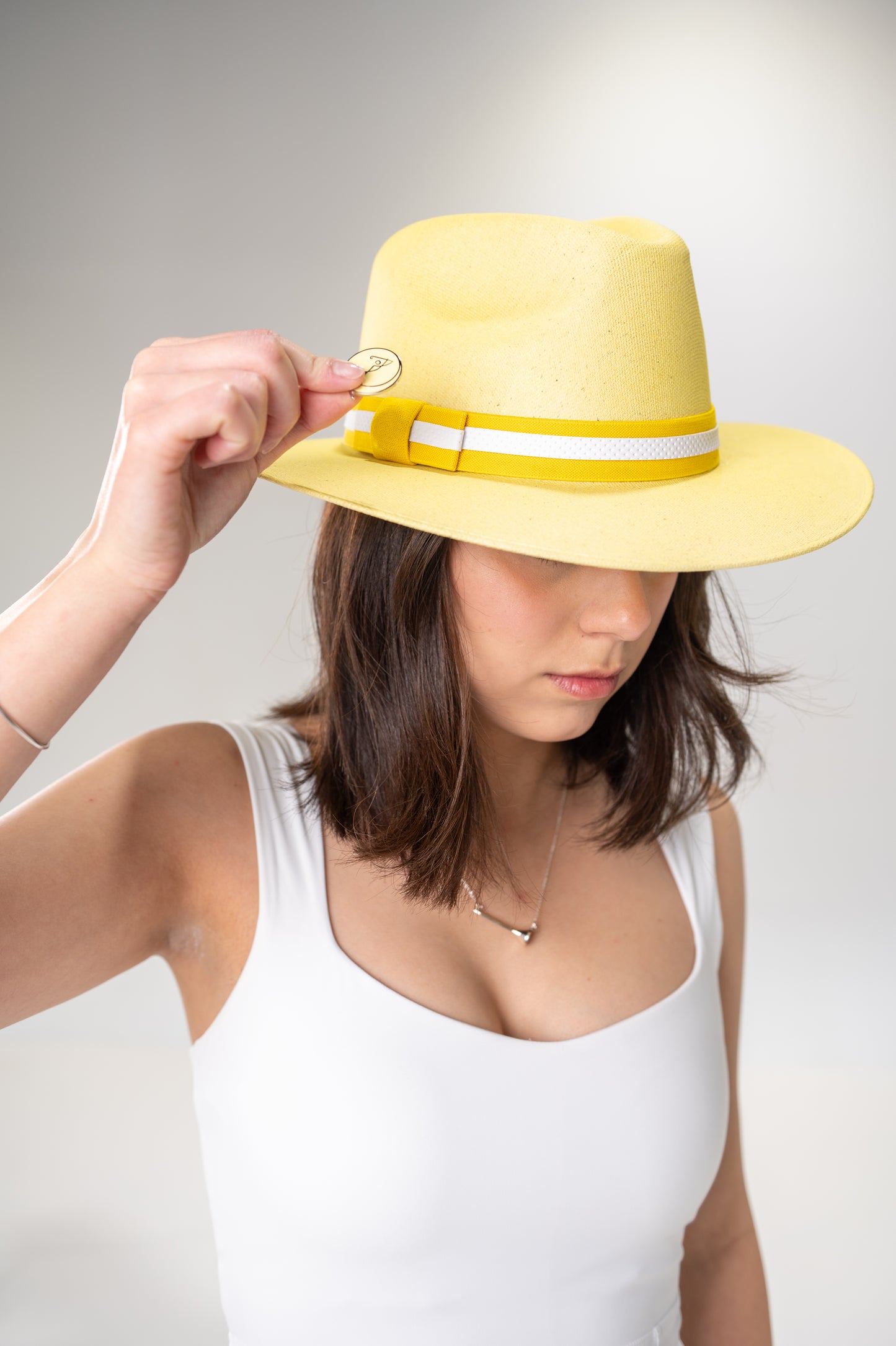 Yellow Caddie Crown Handmade Cotton Hat w/Magnetic Ball Marker GOLF by QD